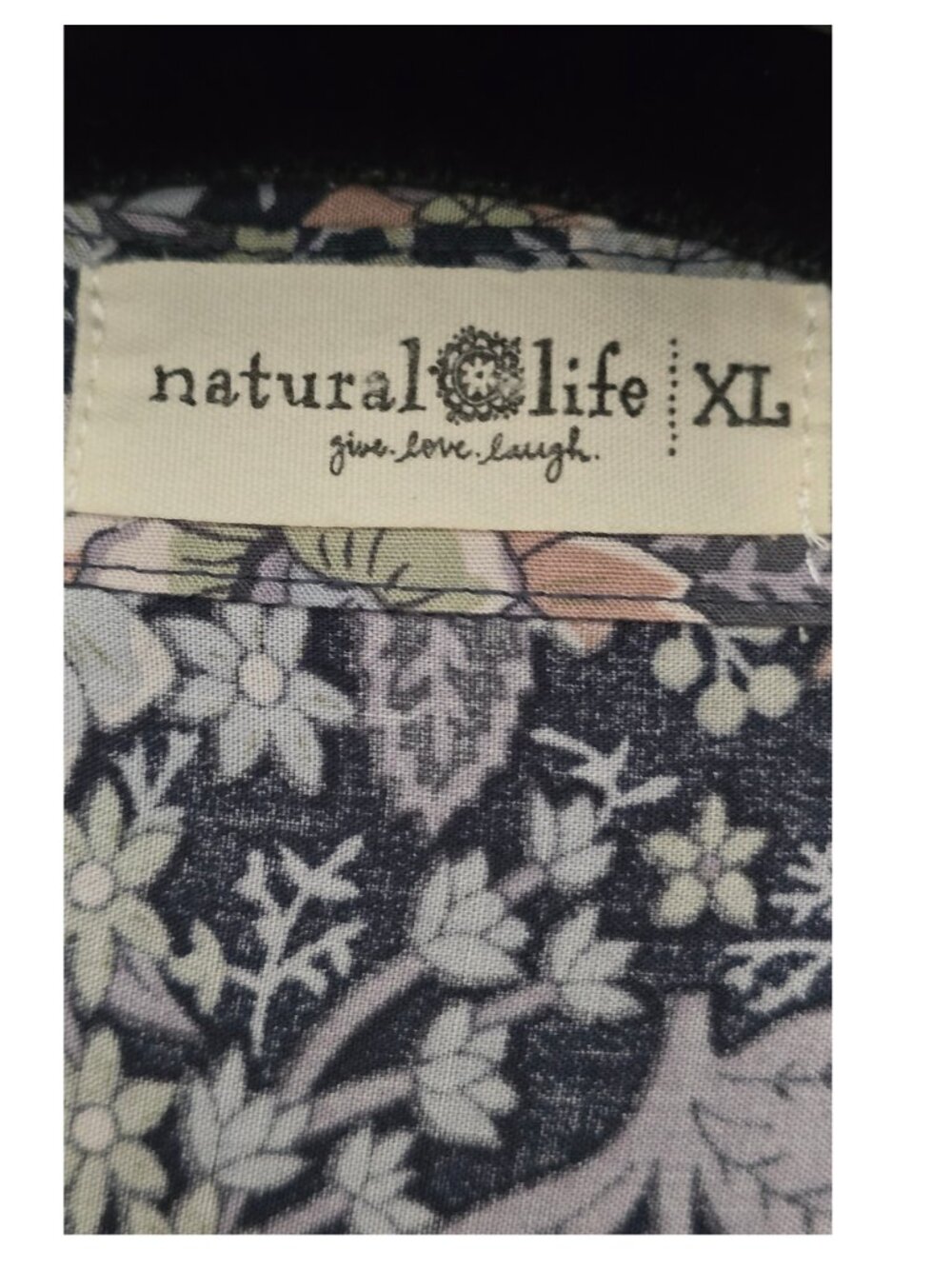 Natural Life Rebecca Floral Midi Dress Blue Sze XL Cottagecore 100% Rayon Modest - Picture 4 of 7